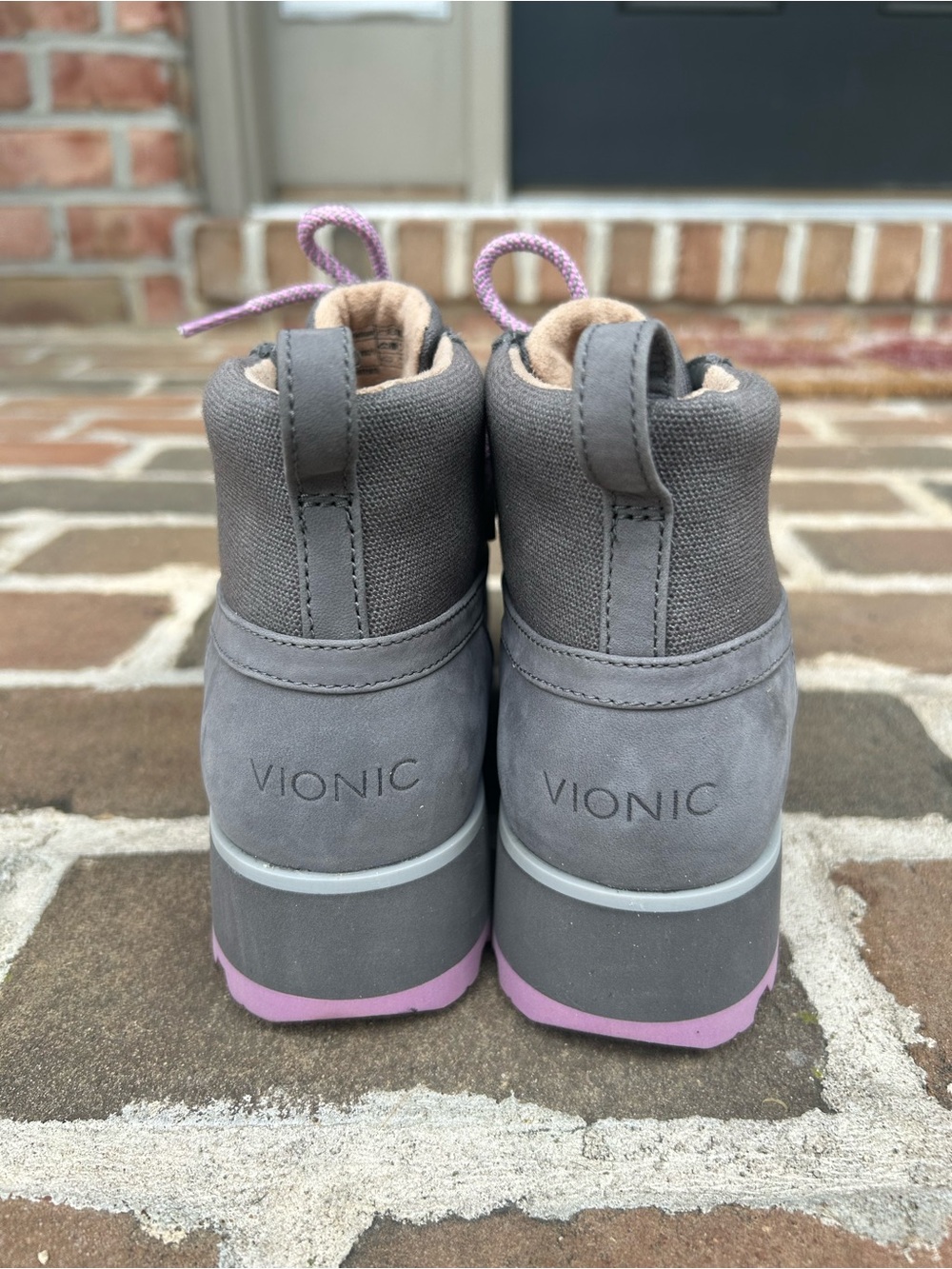 Vionic Nolan Grey Waterproof Winter Hiker Ankle Boots Pink Accents 7 - Picture 5 of 9